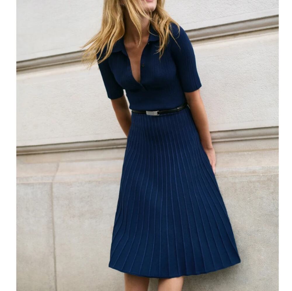 MM. Lafleur The Lark Everyday Dress - Variegated Stripe Dark Navy Size XS